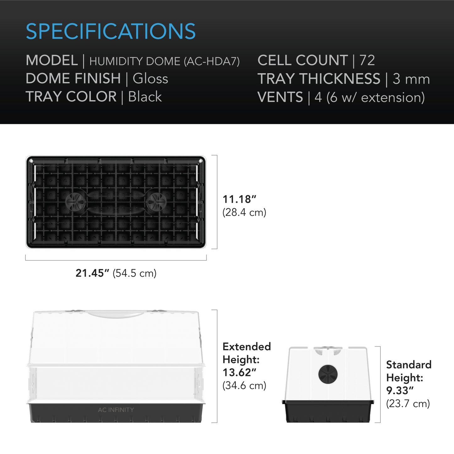 AC Infinity Humidity Dome Large Propagation Kit 6x12 Cell Tray product image 6