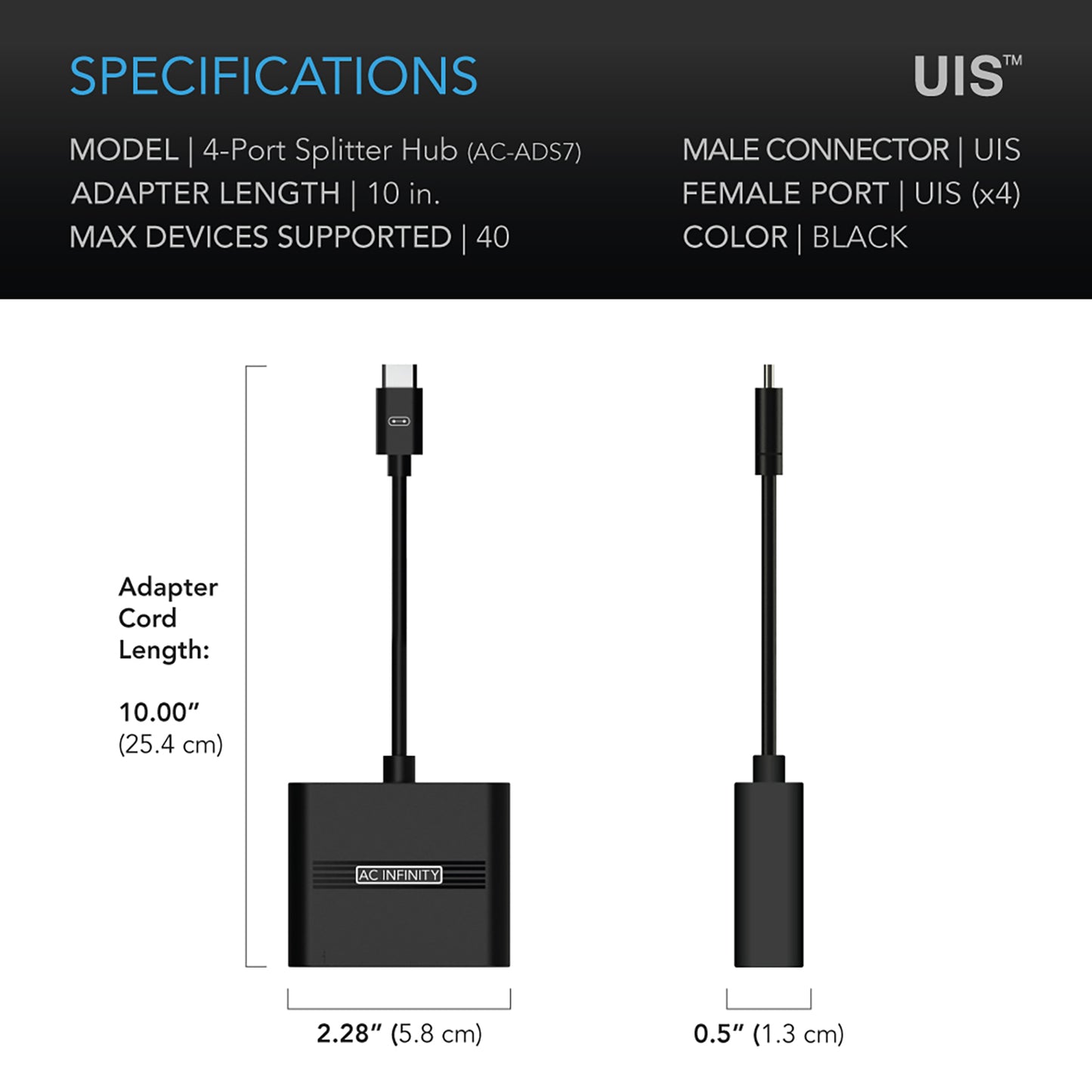 AC Infinity UIS Splitter Hub 4-Port Adapter Dongle Shared Programming product image 6