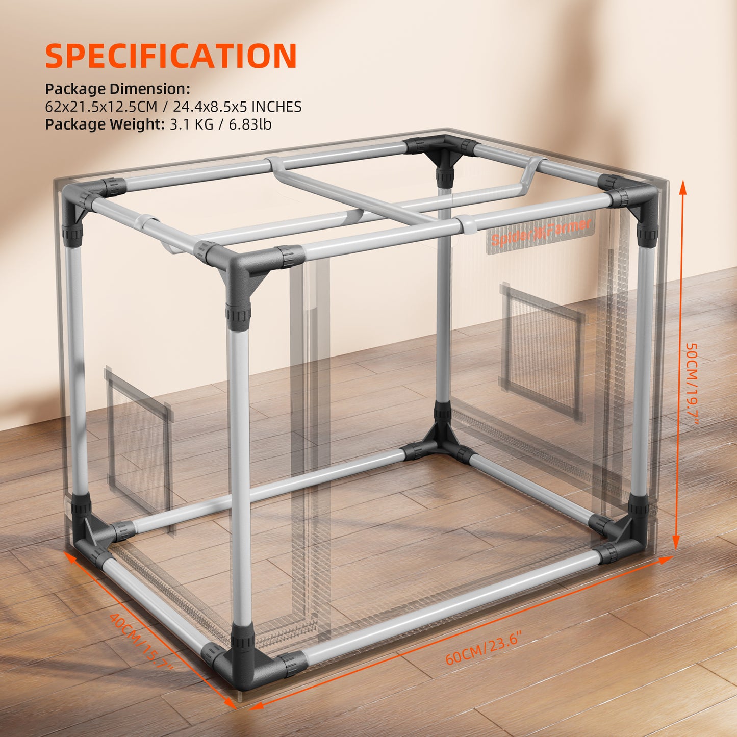 Spider Farmer 1' 4" x 2' x 1' 8" (40 x 60 x 50 cm) Indoor Mini White Grow Tent