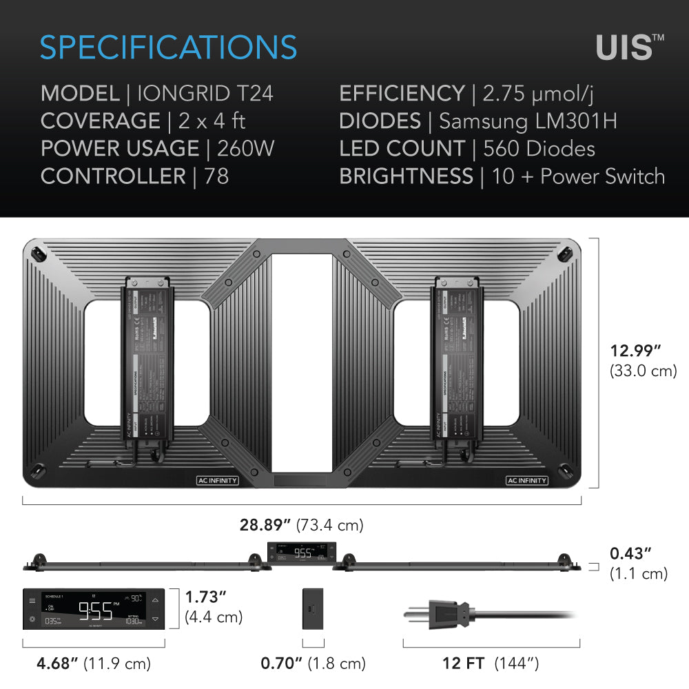 AC Infinity IONGRID T24 Full Spectrum LED Grow Light 260W Samsung product image 7