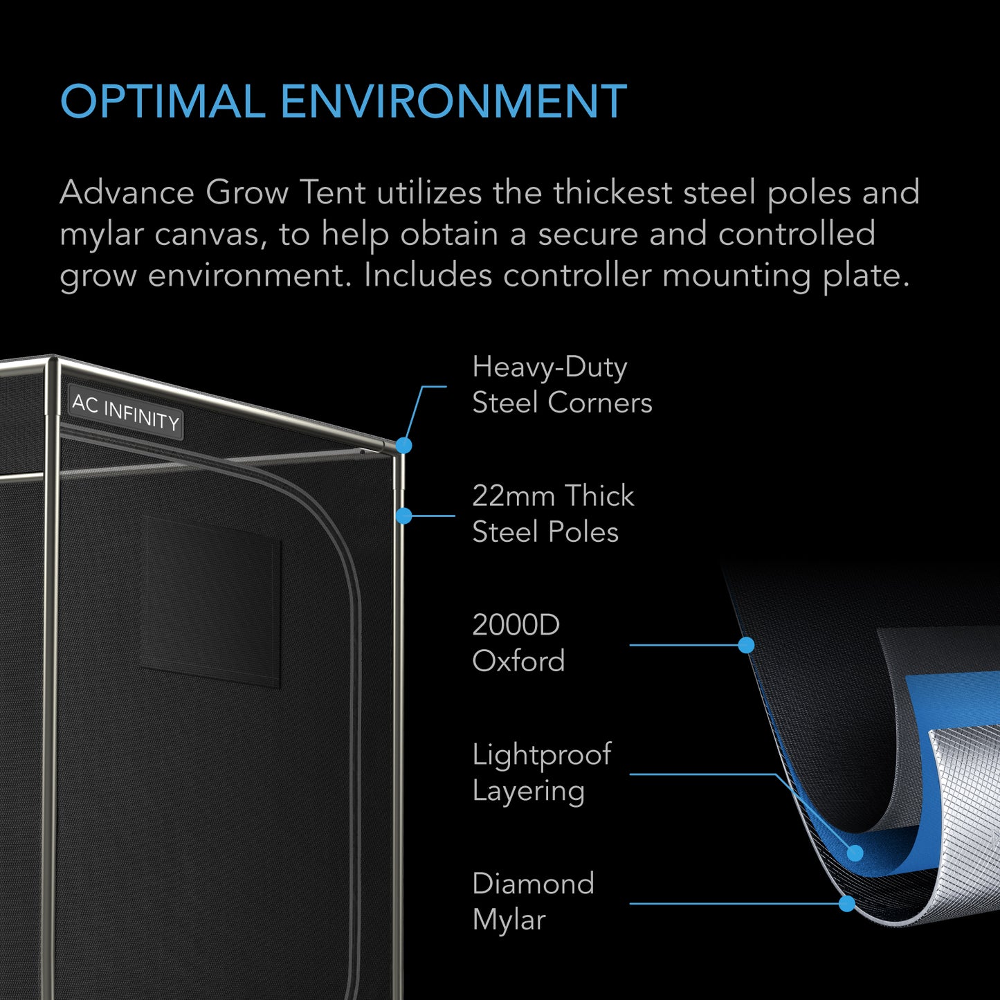 AC Infinity Advance Grow Tent System 4x4 4-Plant Kit Integrated Smart product image 7