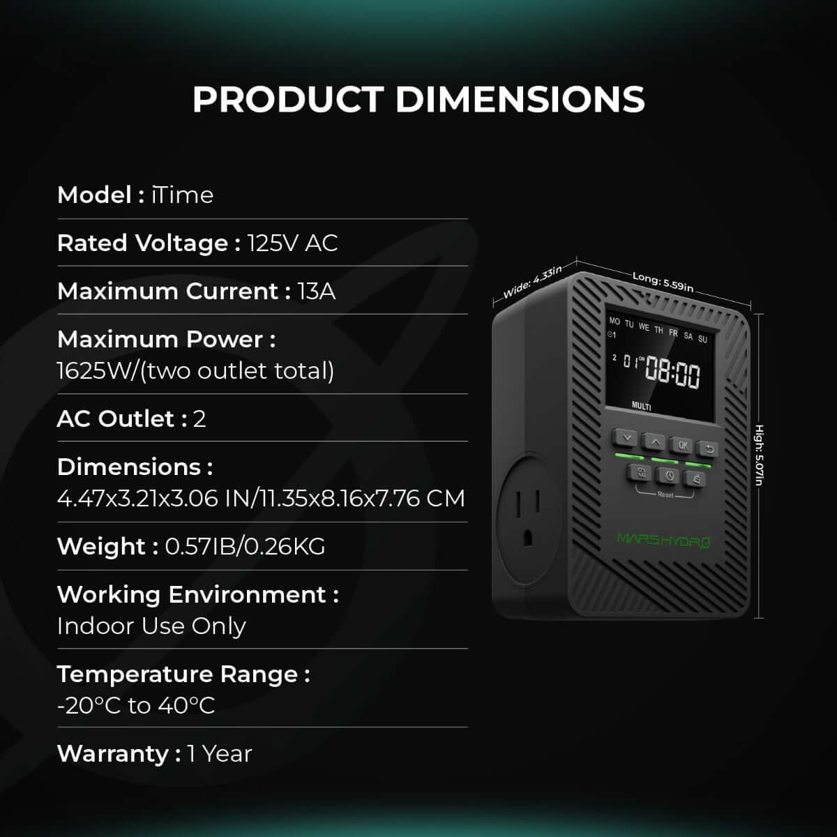 Mars Hydro iTime 2-in-1 Dual Outlet Smart Timer w/ App Control product image 7