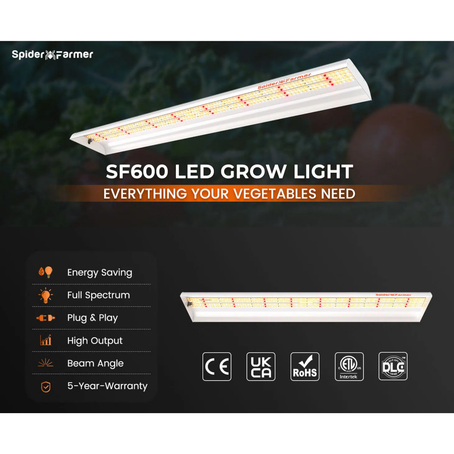 Spider Farmer SF600 74W LED Veg Grow Light