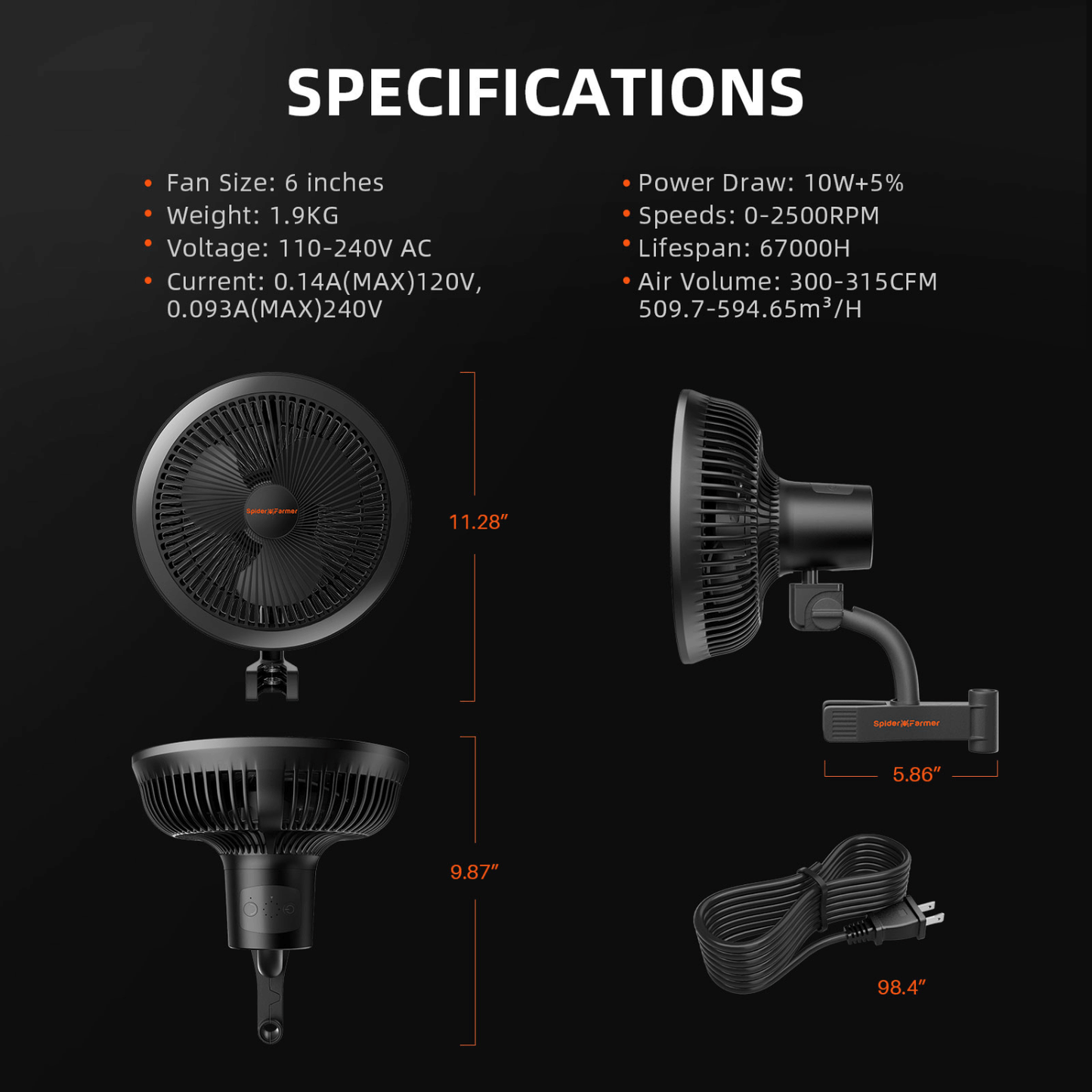 Spider Farmer SF1000D LED Grow Light + 2' x 2' Grow Tent + Inline Fan Combo with Speed Controller