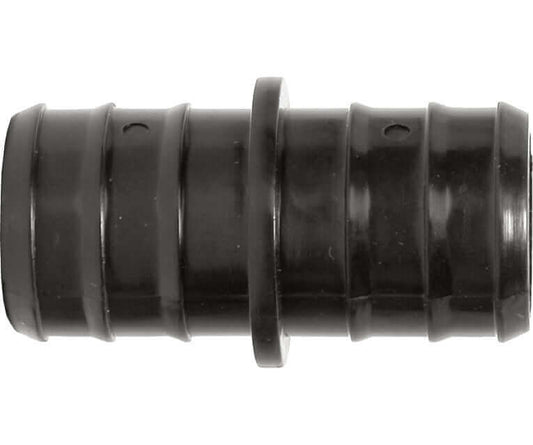 Active Aqua 1" straight connector, black plastic, suitable for aquaponics, pack of 10, durable design.