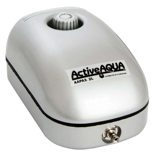 Active Aqua Air Pump with adjustable pressure, ultra-quiet operation, and single outlet for efficient air flow.