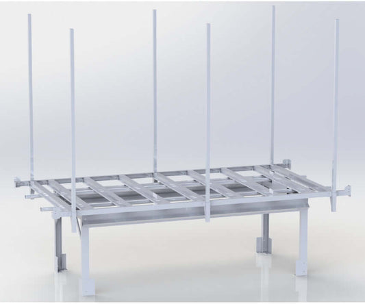 Active Aqua 4' x 8' Rolling Bench Trellis Support Kit made of galvanized steel, designed for easy assembly and flood table compatibility.