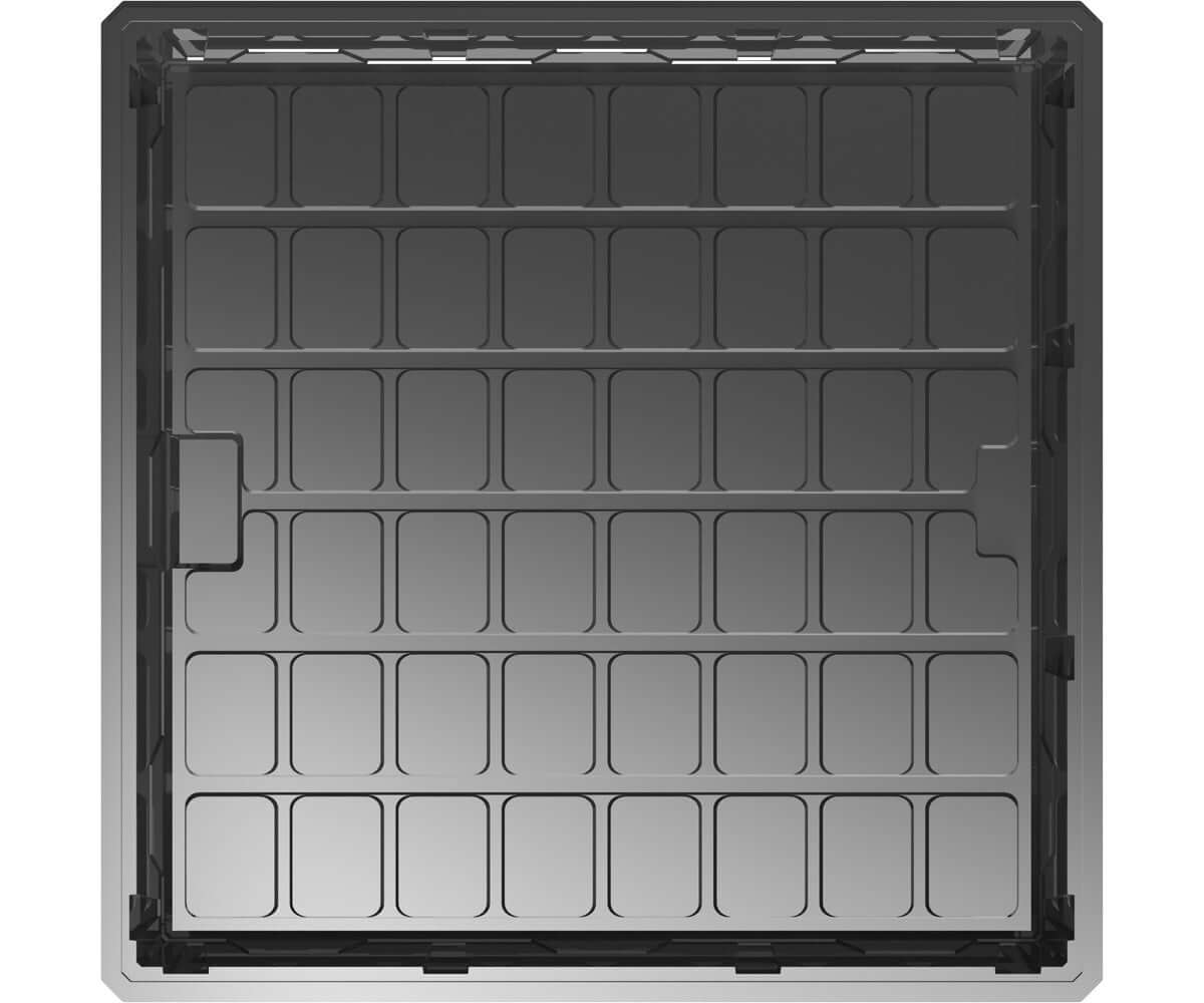 Active Aqua 2.0 Low Rise Tray in black, 4'x4', designed for efficient top feed and ebb/flow irrigation.