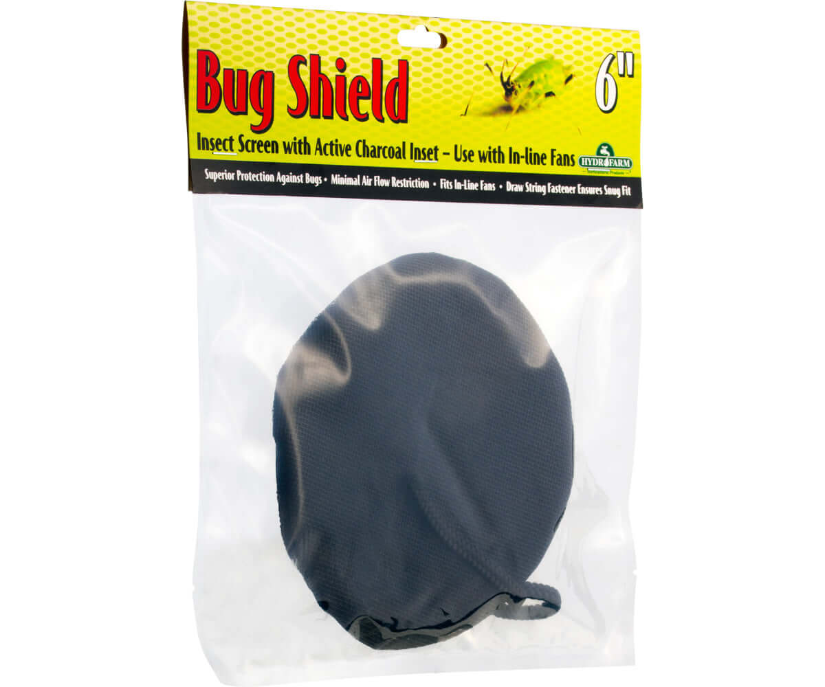 Active Air Bug Shield, 6" insect screen, charcoal mesh for fans, blocks bugs and spores, washable and durable.