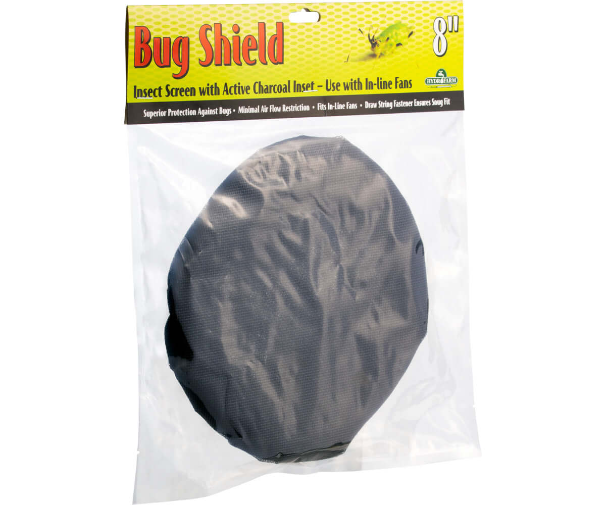 Active Air Bug Shield, 8" insect screen with charcoal insert for fan protection against bugs and spores.