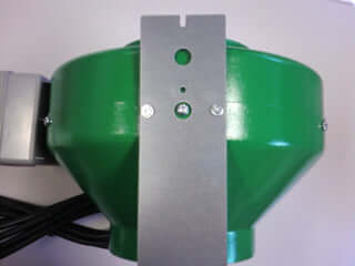 Active Air 10" Inline Duct Fan with durable green metal housing and mounting bracket for secure installation.