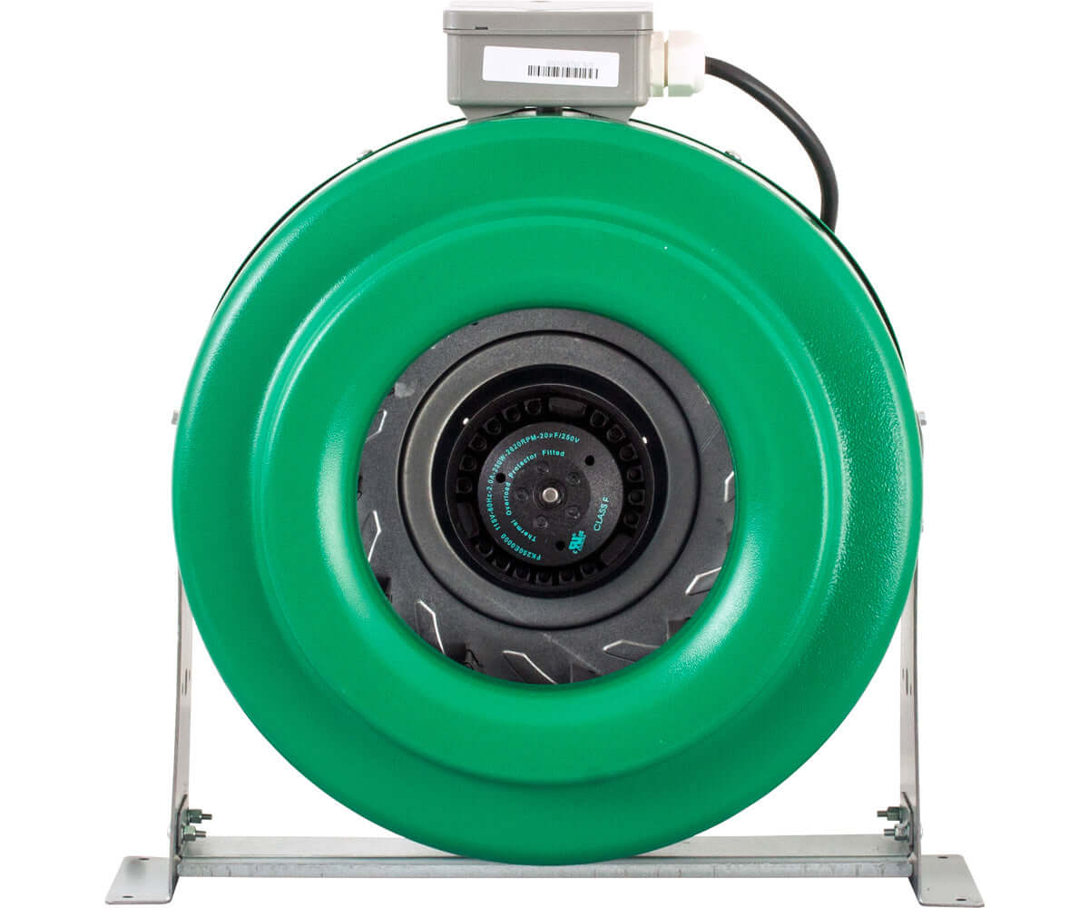 Active Air 10" inline duct fan with durable ceramic-coated metal housing and UL-recognized components, 760 CFM performance.