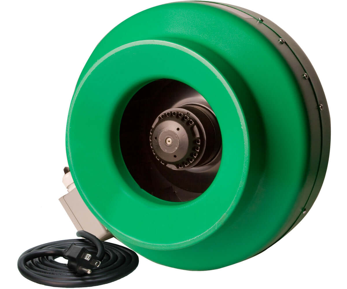 Active Air 12" inline duct fan with durable ceramic-coated metal housing and power cord, designed for optimal performance.