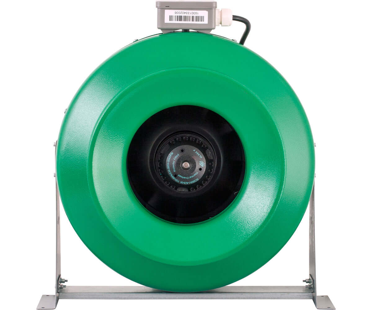 Active Air 12" inline duct fan with durable ceramic-coated metal housing, designed for high performance and longevity.