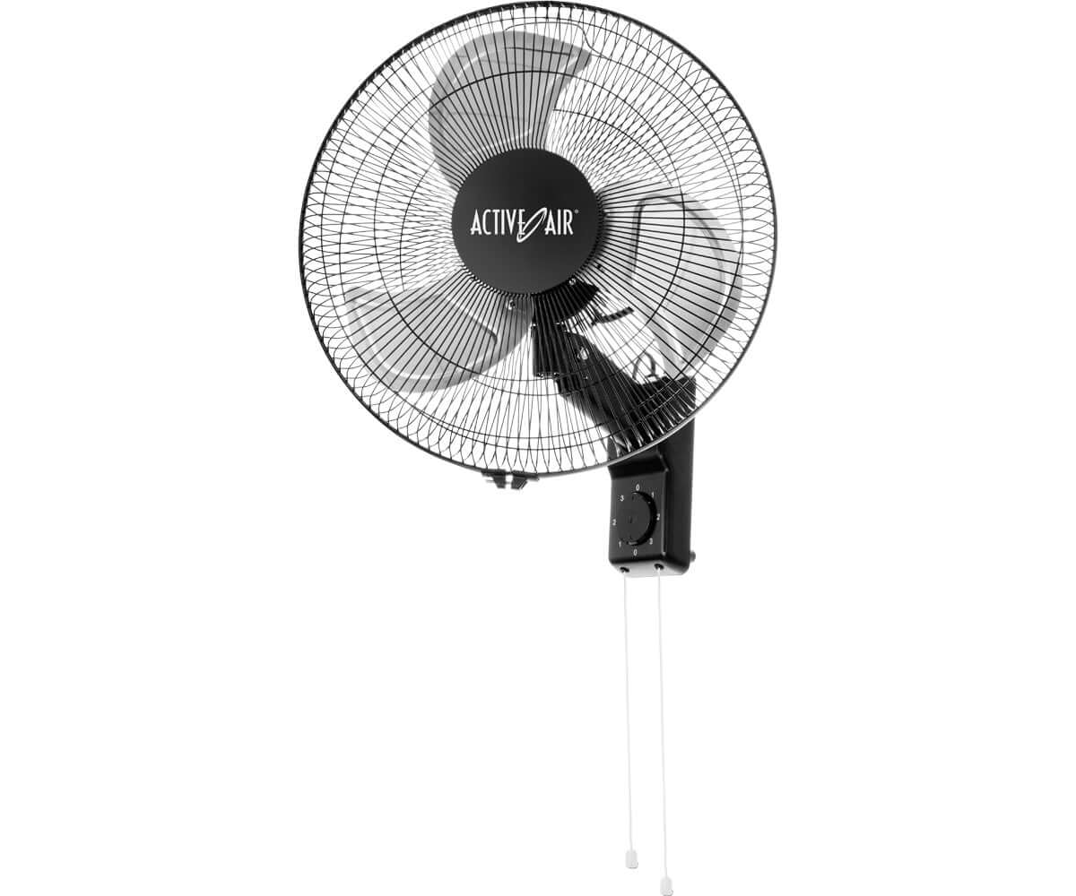 Active Air Heavy Duty 16" metal wall mount fan with oscillation and speed control for superior air circulation.