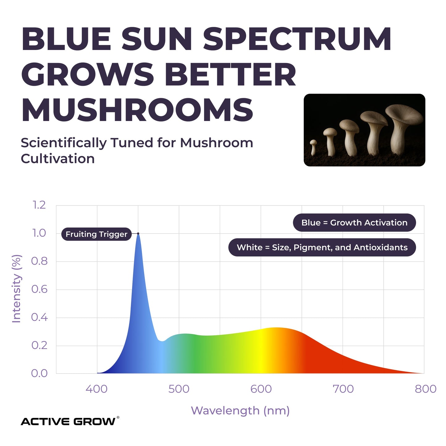 Active Grow Integrated Strip T5 4FT LED Mushroom Grow Light (54W Eqv.) - Blue Sun Spectrum