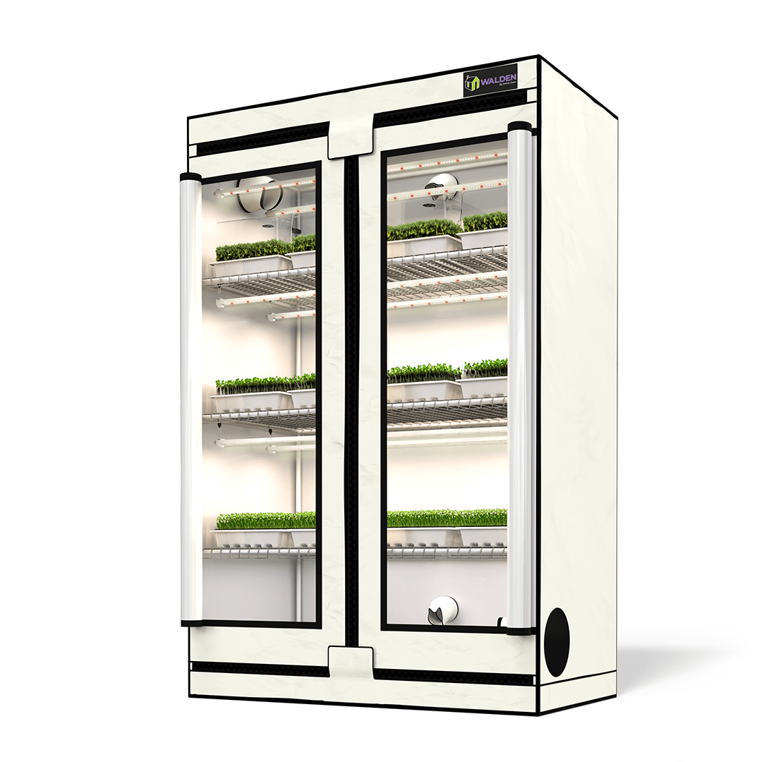 Active Grow Seeds & Starts 3-Tier Walden White LED Grow Tent Kit with adjustable shelves and eco-friendly design.