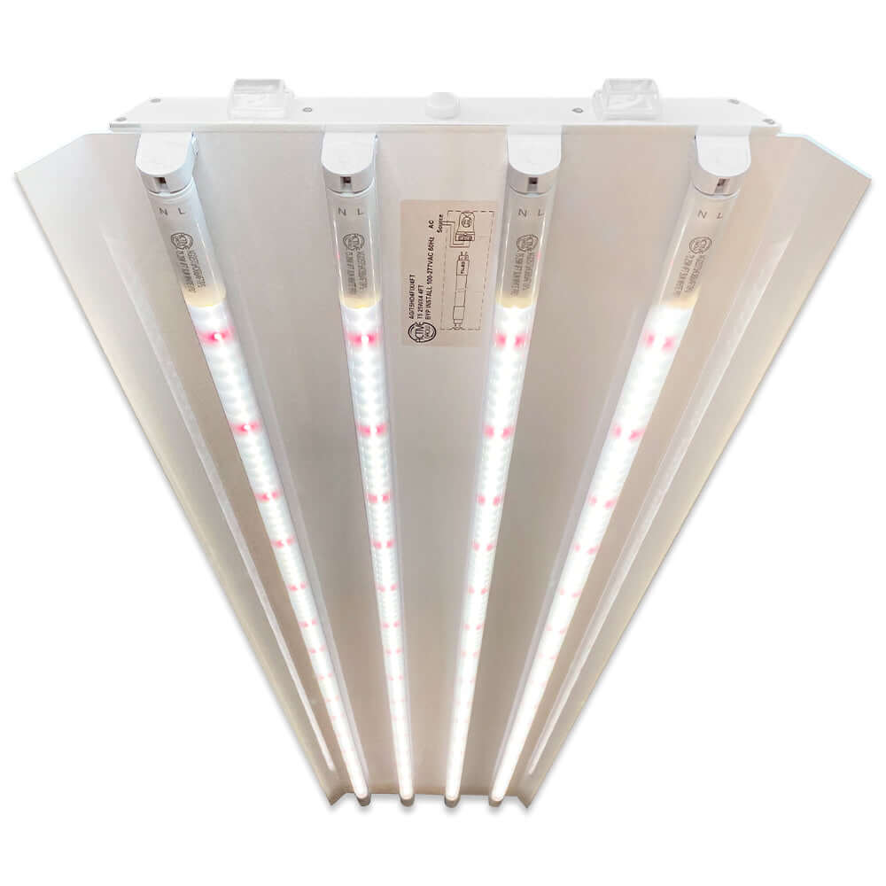 Active Grow T5 HO 2.0 LED grow light fixture with four 4FT lamps for indoor gardening and seed starting.