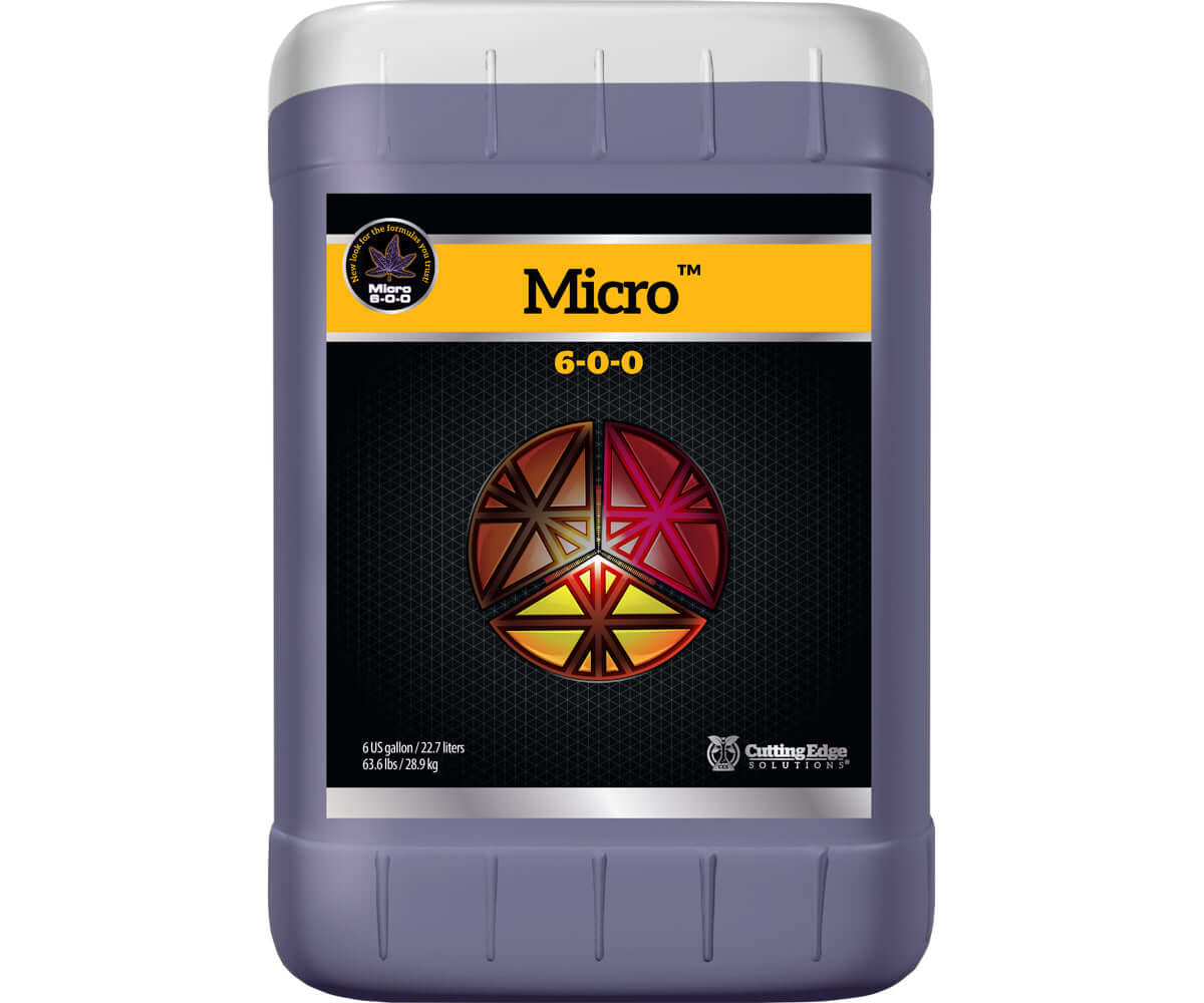 Cutting Edge Solutions Micro fertilizer 6 gal, mineral-based formula for optimized plant growth and nutrient support.