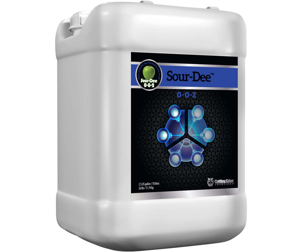 Cutting Edge Solutions Sour-Dee 2.5 gal, an organic carbohydrate source for enhanced crop nutrition.