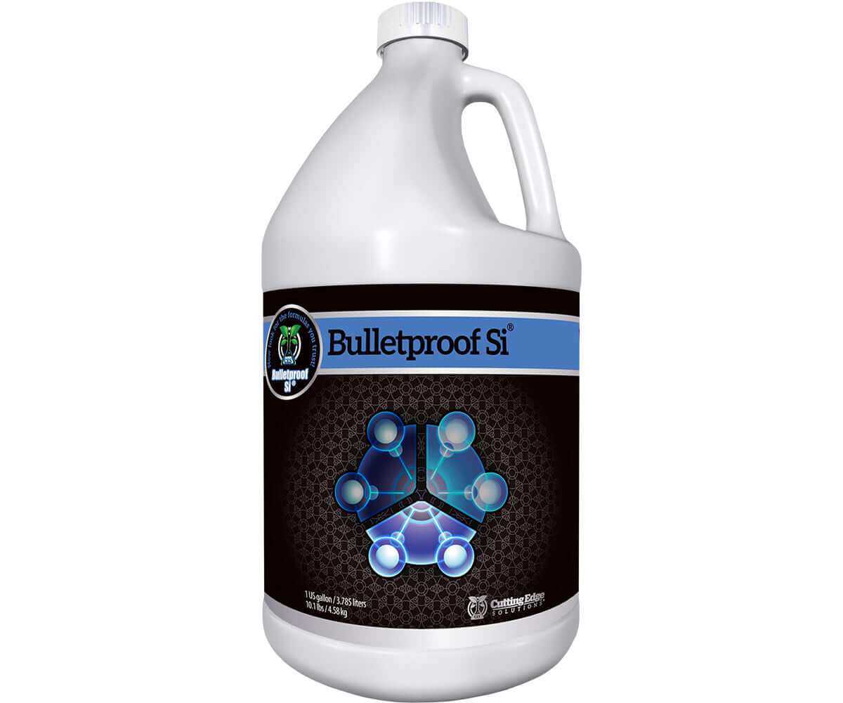 Bulletproof Si 1 gal. container featuring silicon enzyme complexes for enhanced plant growth and yield.