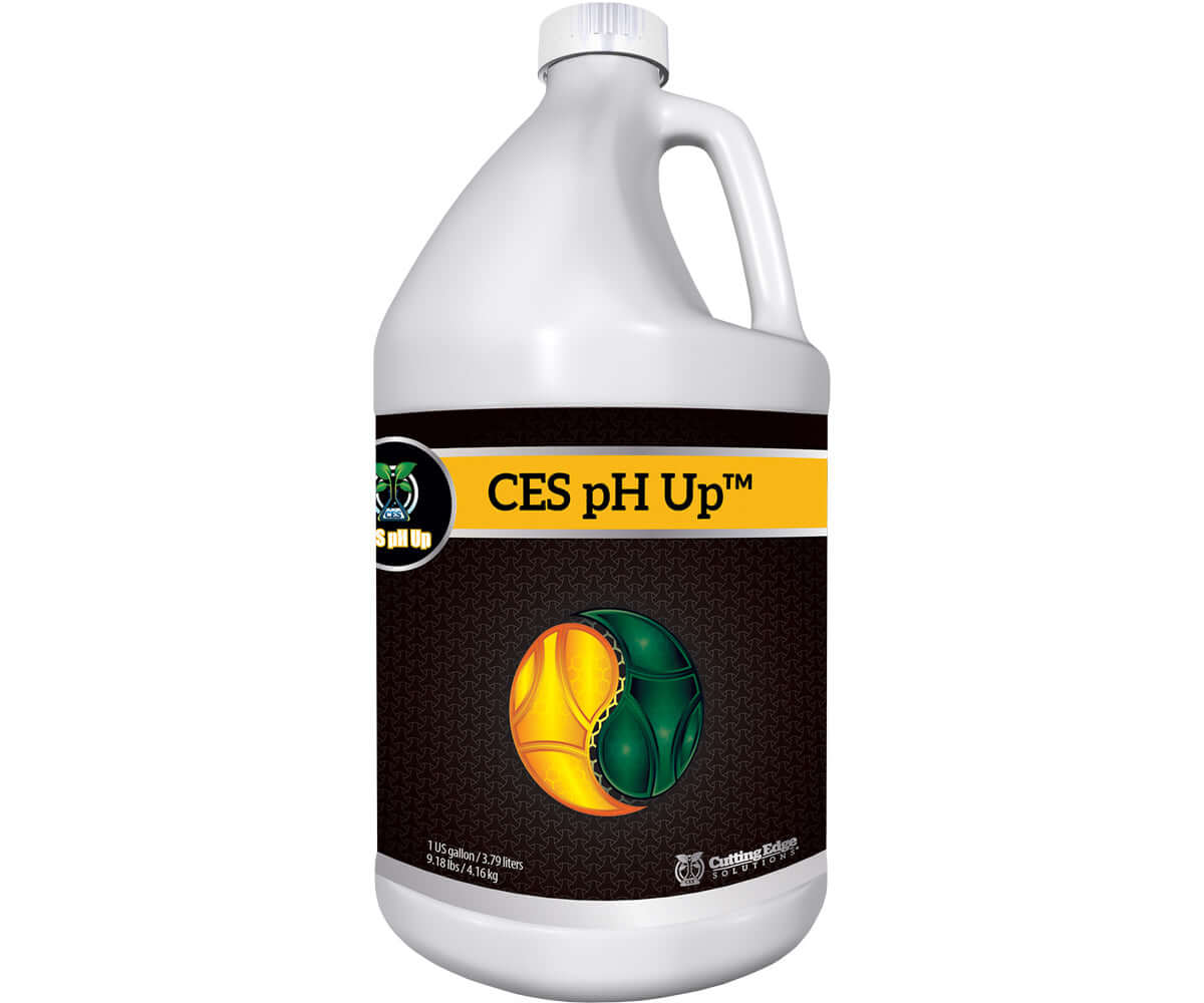 Cutting Edge Solutions CES pH Up 1 gal bottle, concentrated pH adjustment liquid for water and nutrient solutions.