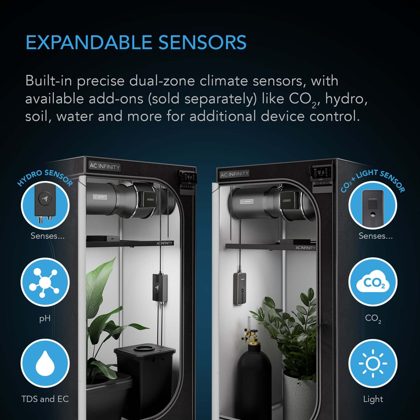 AC Infinity CONTROLLER AI+ Environmental Controller, AI-Powered Learning and Dynamic Level Adjusting for UIS and Third-Party Devices, Dual-Zone VPD, Temperature and Humidity, Bluetooth + WiFi App