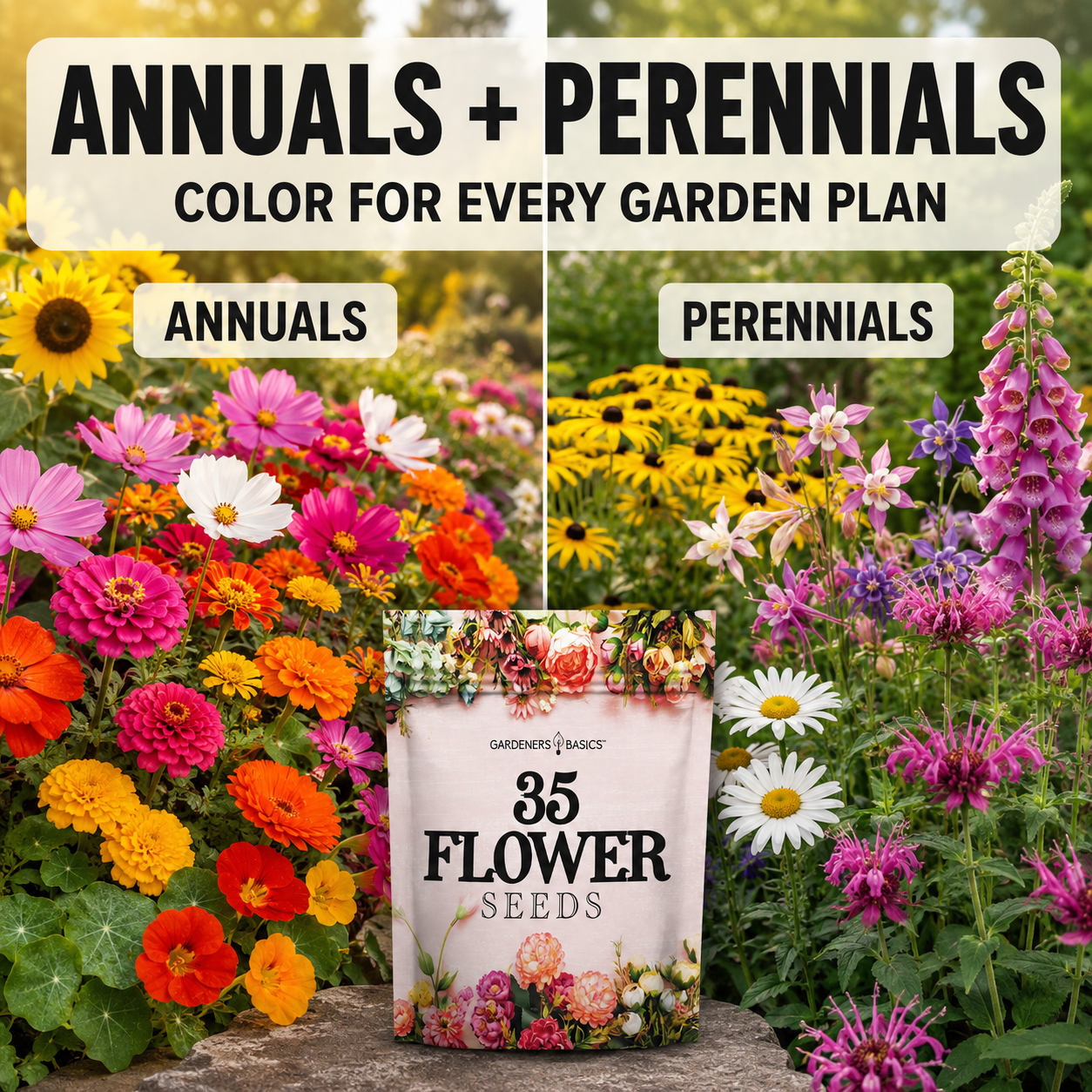 Gardeners Basics Wildflower Perennial & Annual Flower Seed Kit | 35
