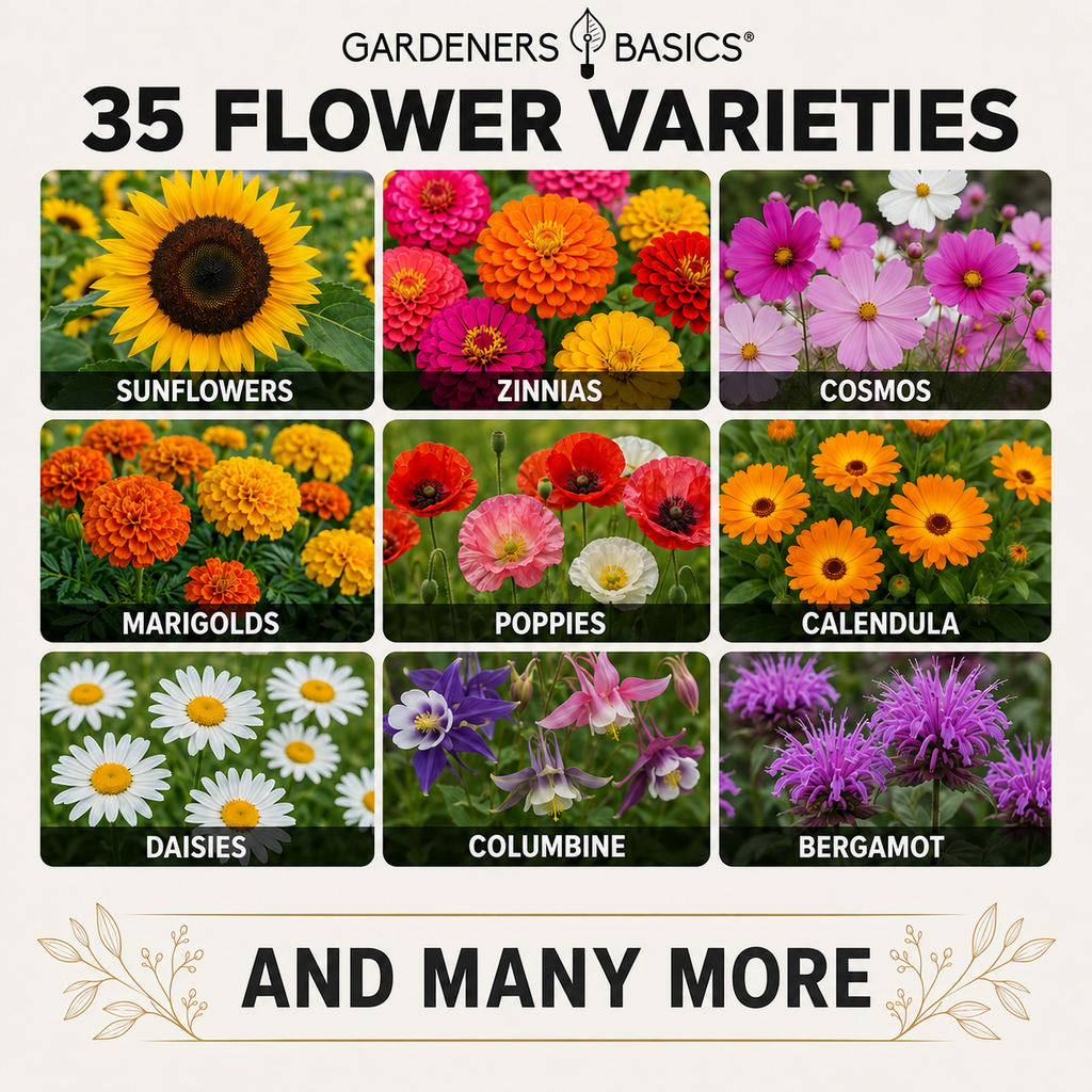 Gardeners Basics Wildflower Perennial & Annual Flower Seed Kit | 35