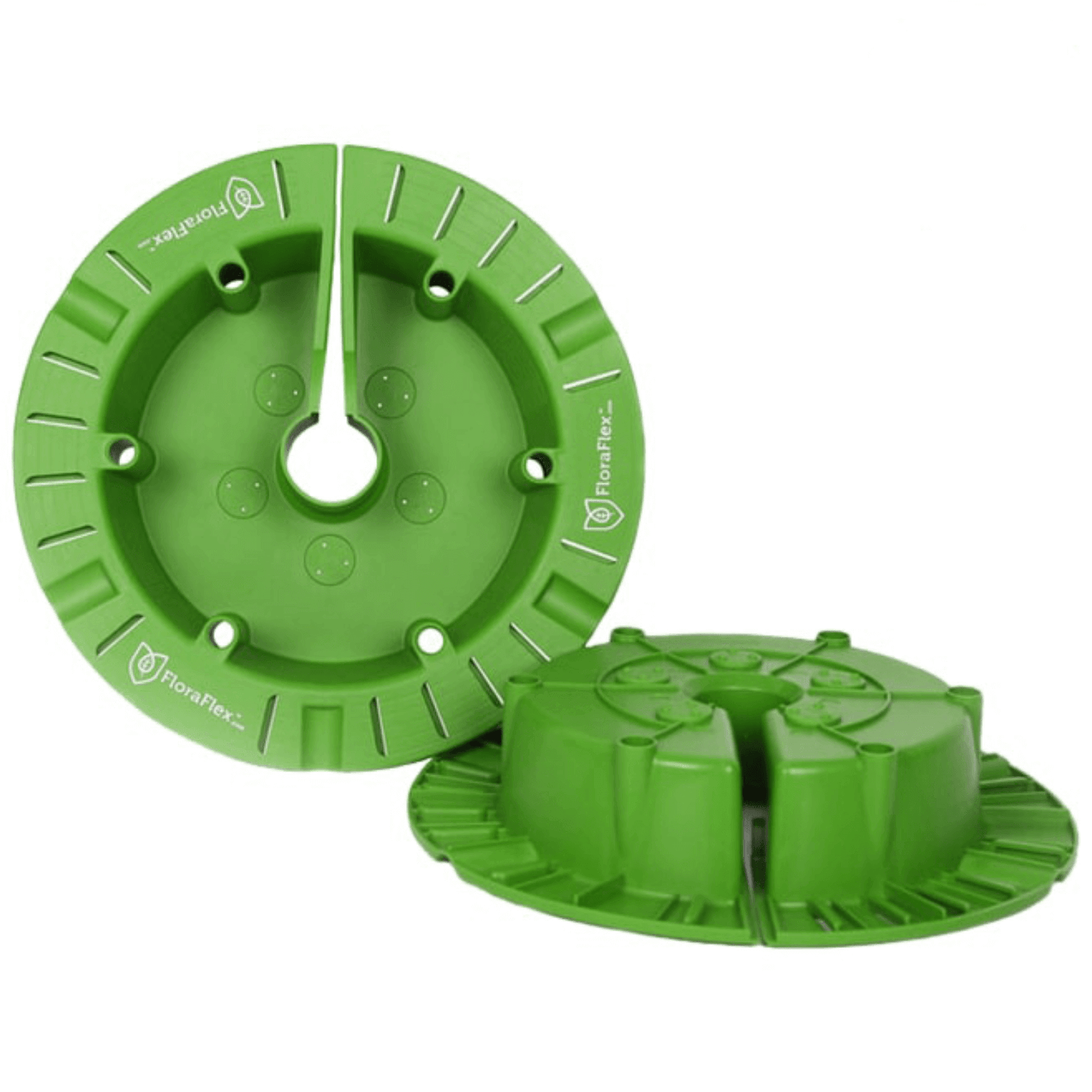 FloraFlex Round Flood and Drip Shield with Quick Drippers for efficient plant feeding and nutrient delivery system.