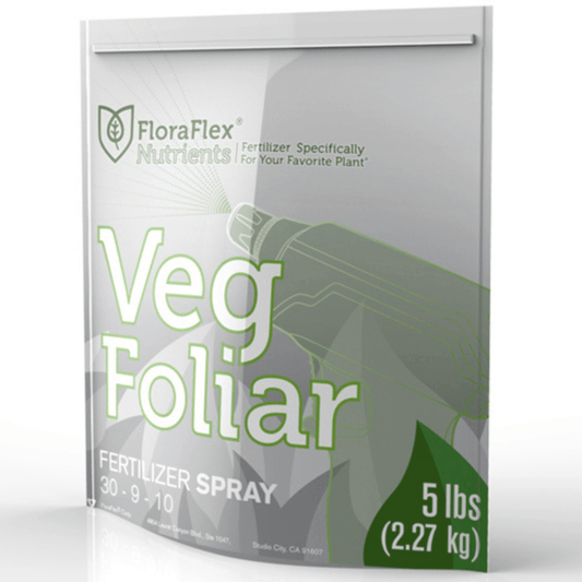 FloraFlex Foliar Veg Nutrients 5 lb bag for plant health and growth, designed for foliar leaf application.