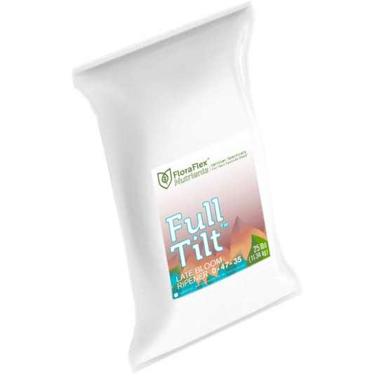 FloraFlex Full Tilt Nutrients 25 lb bag for plant growth and health enhancement.