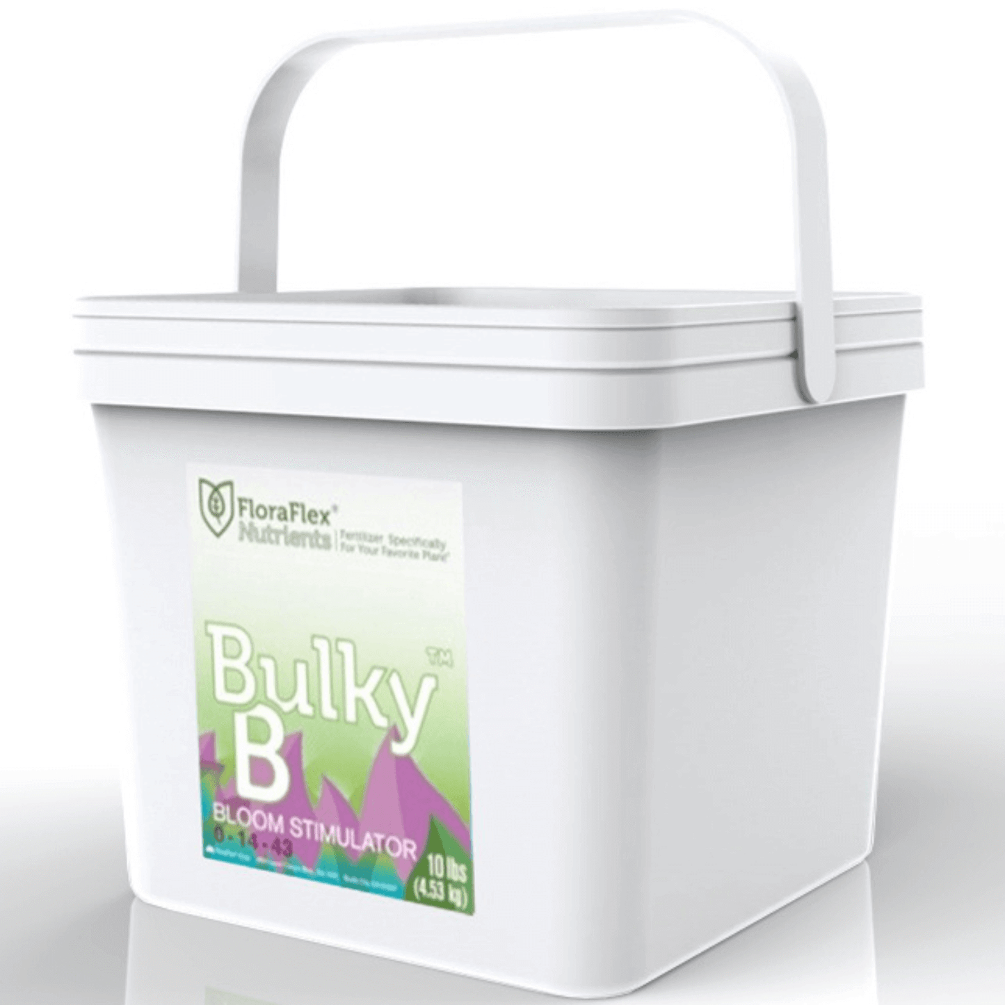 FloraFlex Bulky B Nutrients 10 lb bucket for optimal plant growth and bloom stimulation with water-soluble formula.