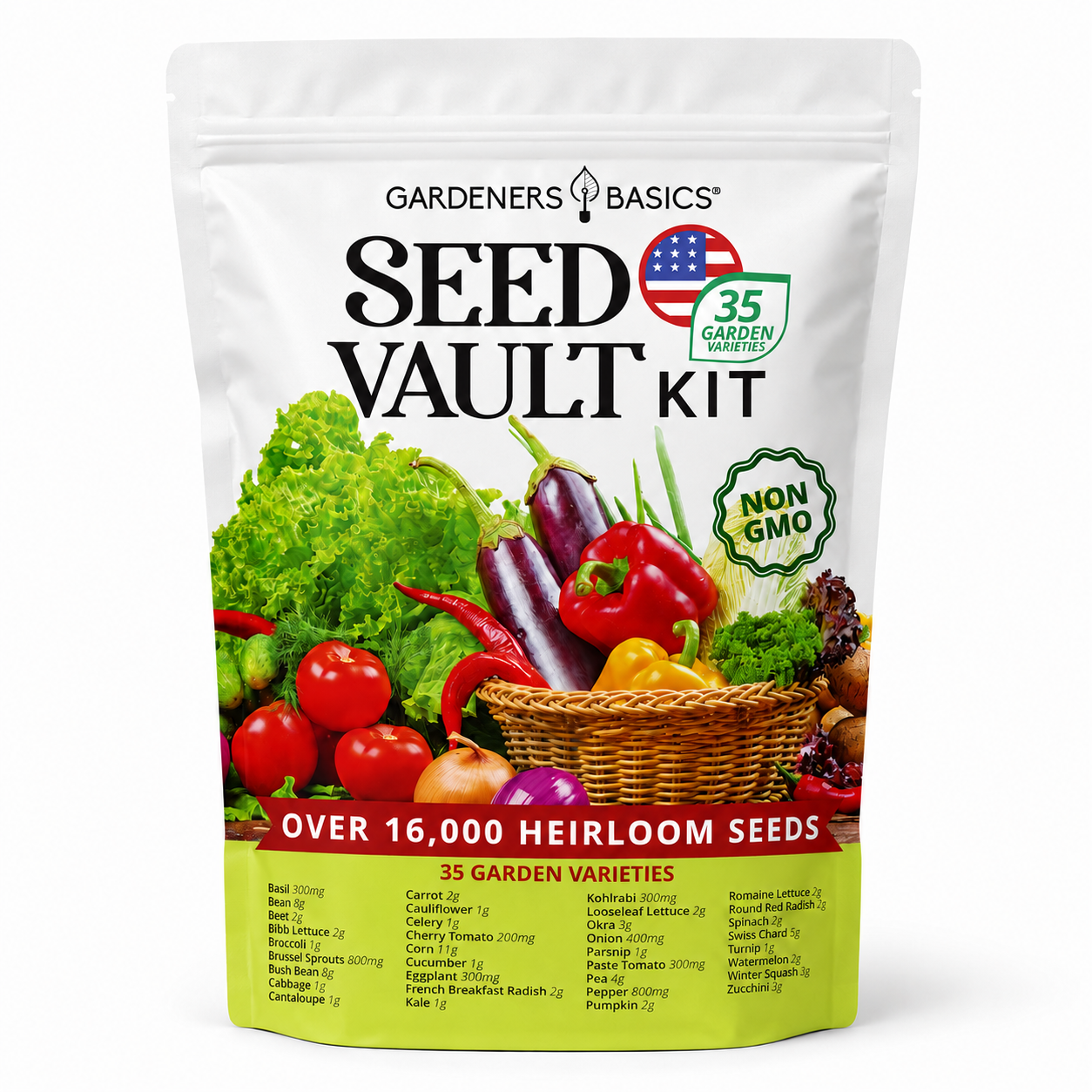 Gardeners Basics Vegetable Seed Vault Kit | 35 Variety Pack