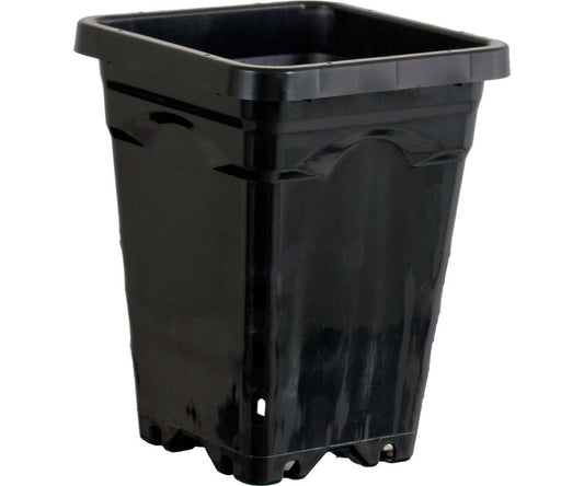 Active Aqua 5" x 5" square black pot, 7" tall with drainage holes for optimal root aeration.