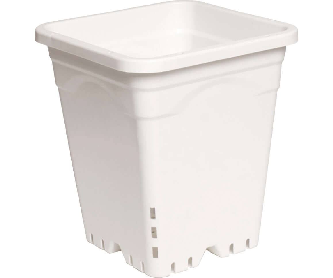 Active Aqua 9"x9" square white growing pot with multi-drainage holes for optimal aeration and root cooling.