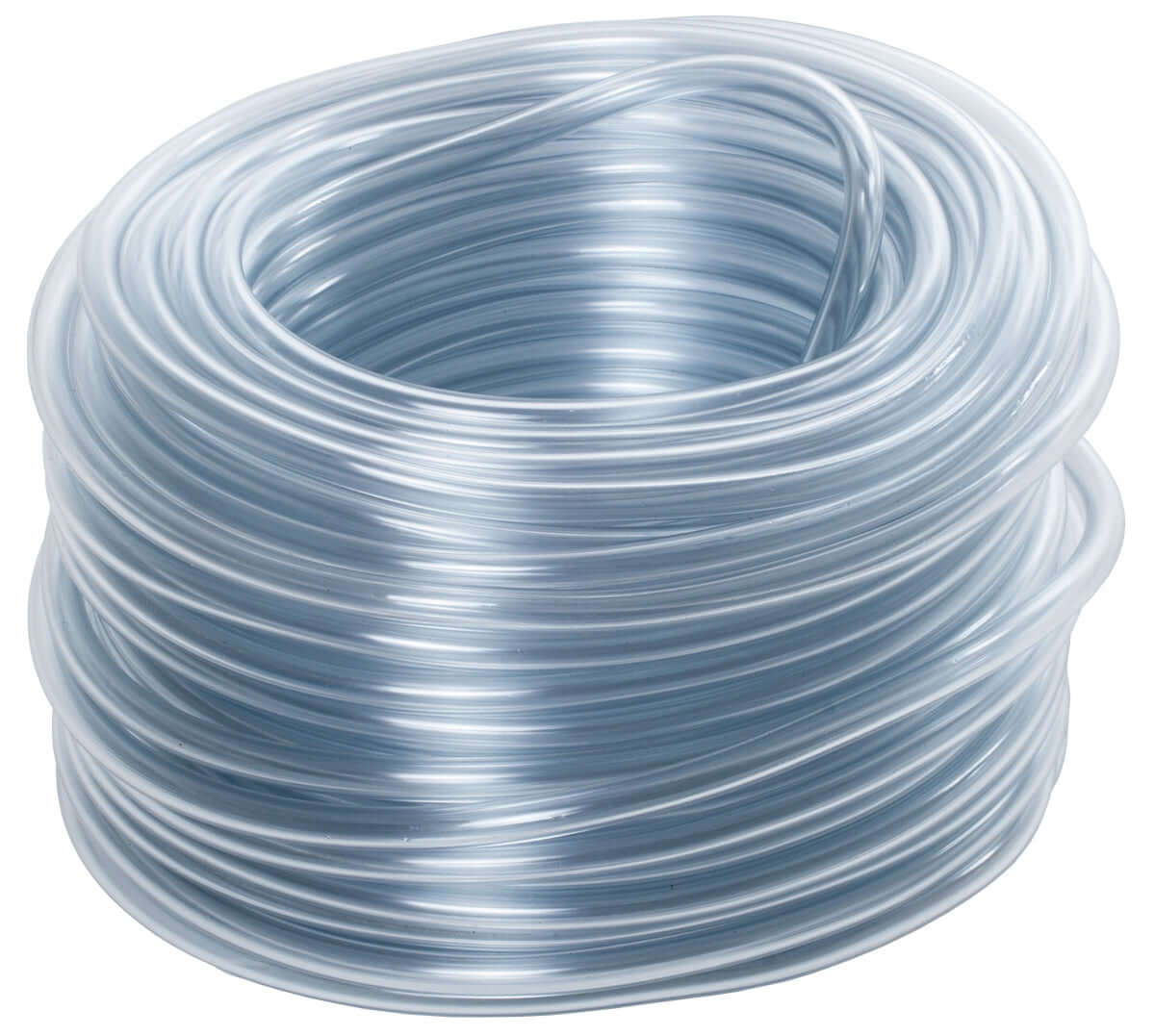 Clear vinyl tubing roll, 1/4" OD, ideal for irrigation and hydroponic systems, strong and flexible material.