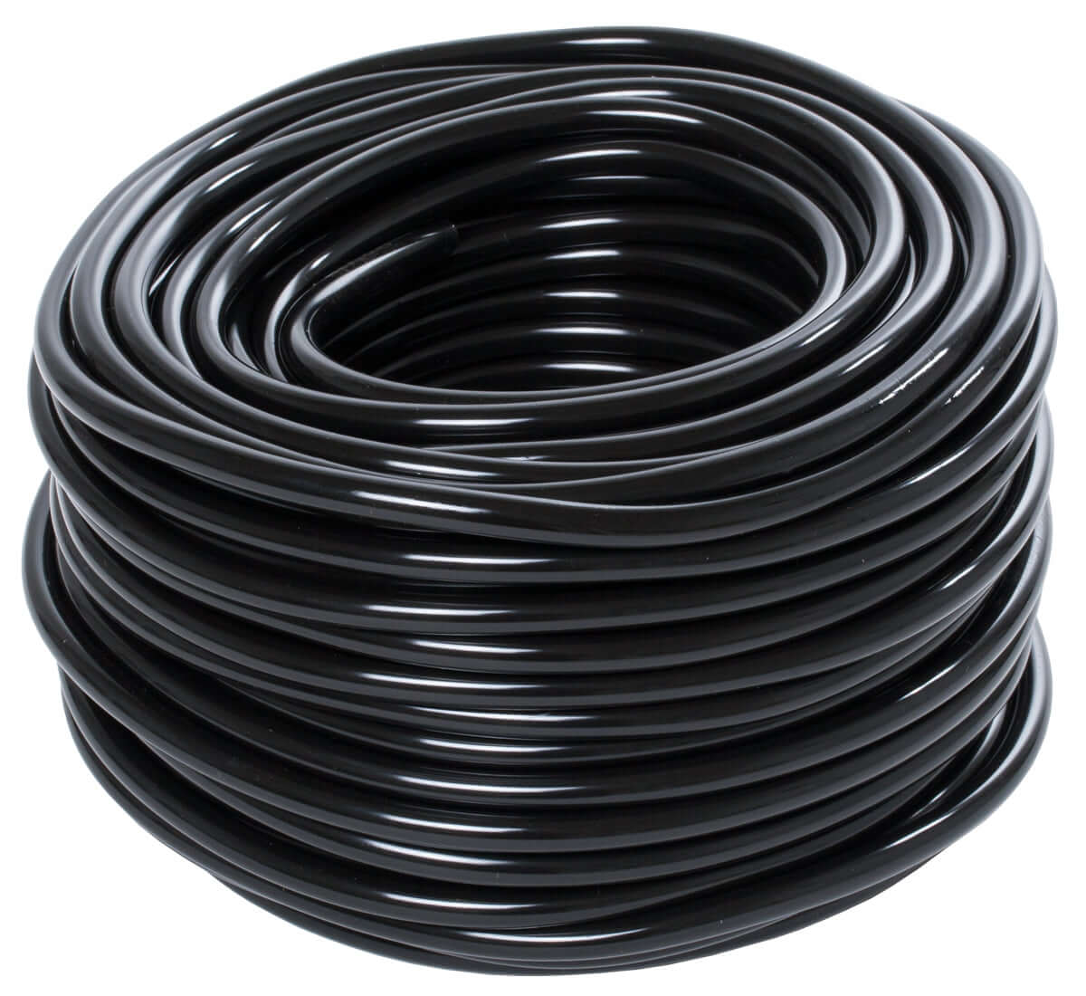 Active Aqua 3/16" ID black vinyl tubing roll, 100 feet, ideal for irrigation systems and hydroponics. FDA-approved and BPA-free.