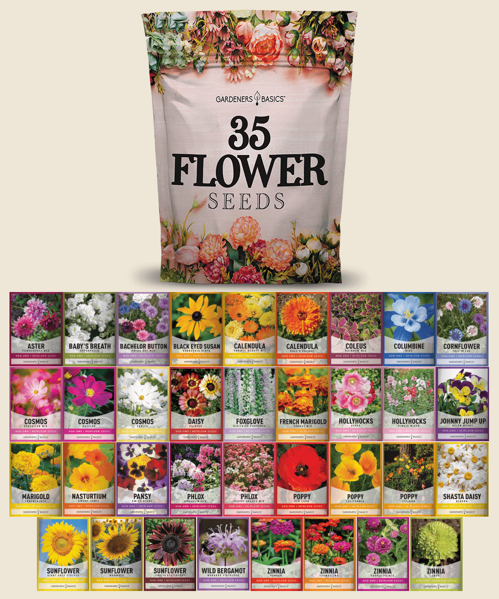 Gardeners Basics Wildflower, Perennial, & Annual Flower Seed Kit | 35 Variety Pack