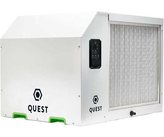 Quest 335 High Efficiency Dehumidifier with digital control panel and filtration system, designed for commercial use.