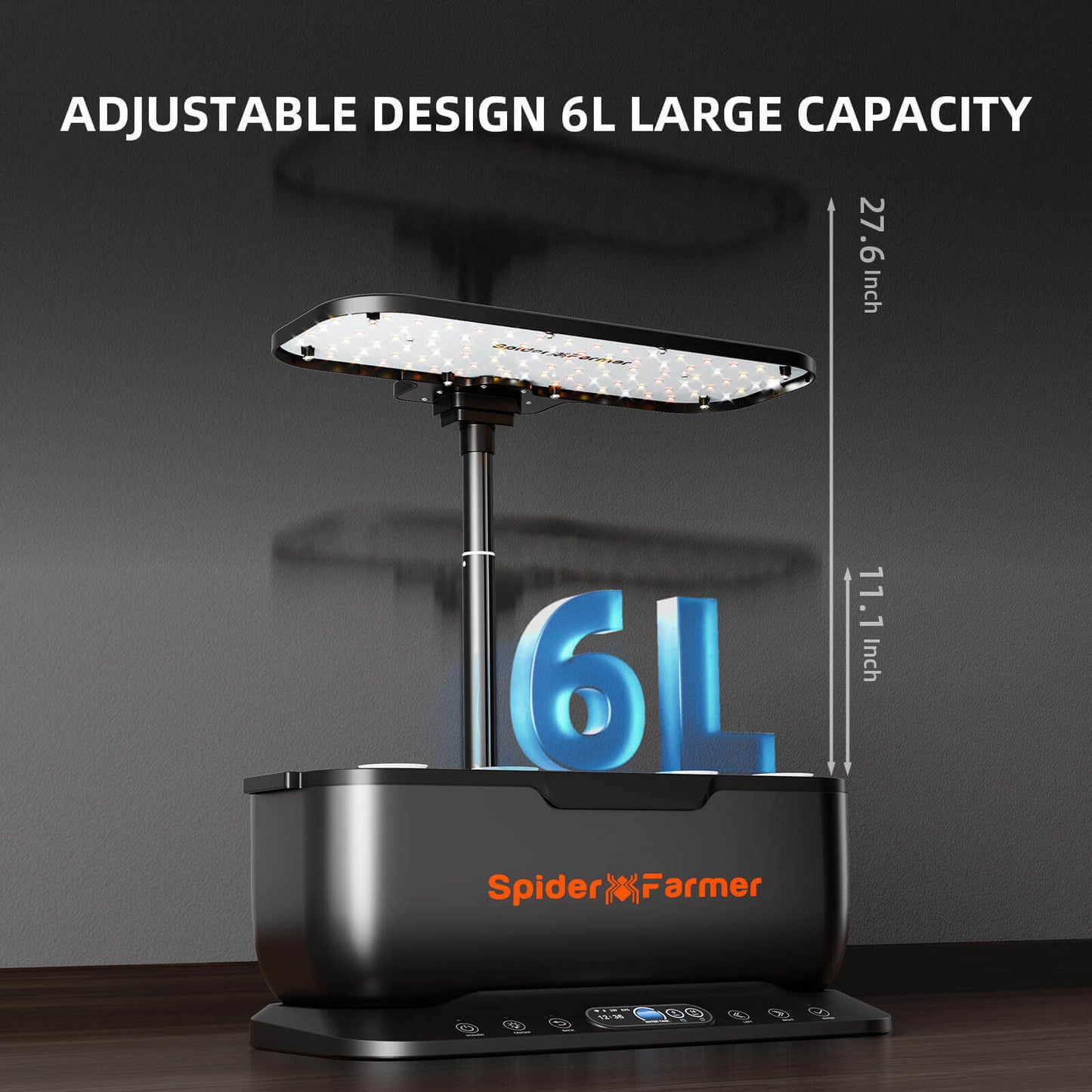 Spider Farmer hydroponics system with adjustable design and 6L capacity for efficient plant growth.