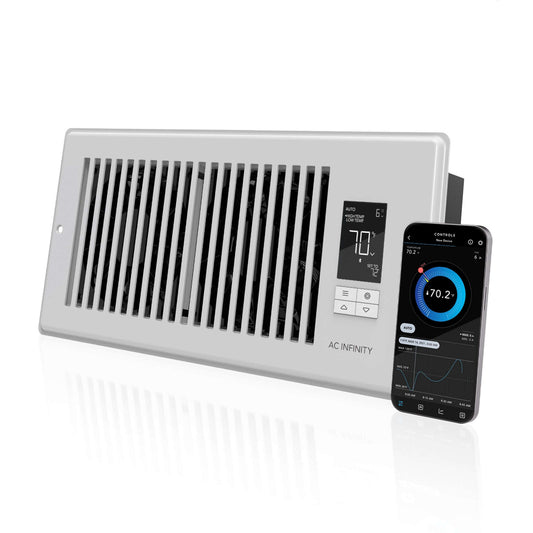 AC Infinity AIRTAP T4, Quiet Register Booster Fan System, White, for 4" x 10" Registers