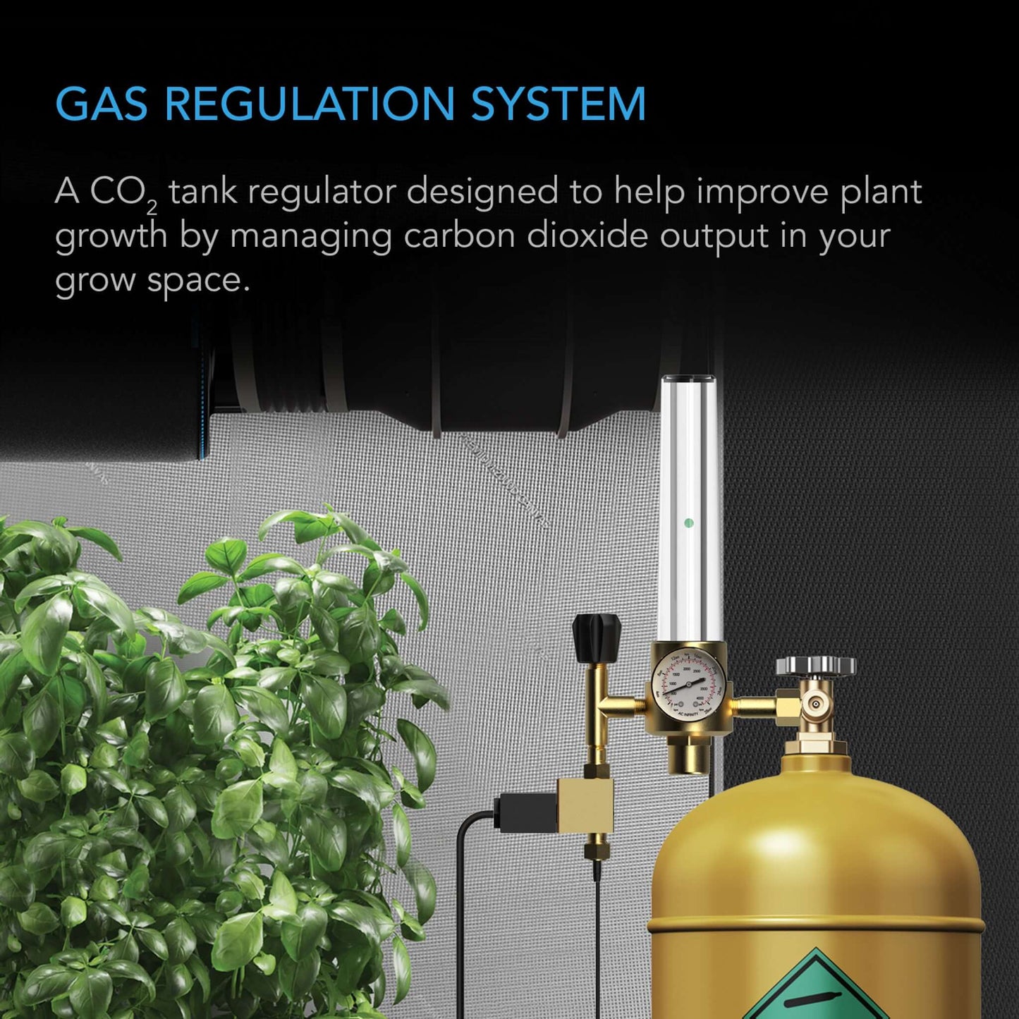 AC Infinity CO2 Regulator, Carbon Dioxide Monitor with Solenoid Valve and Gas Flow Meter