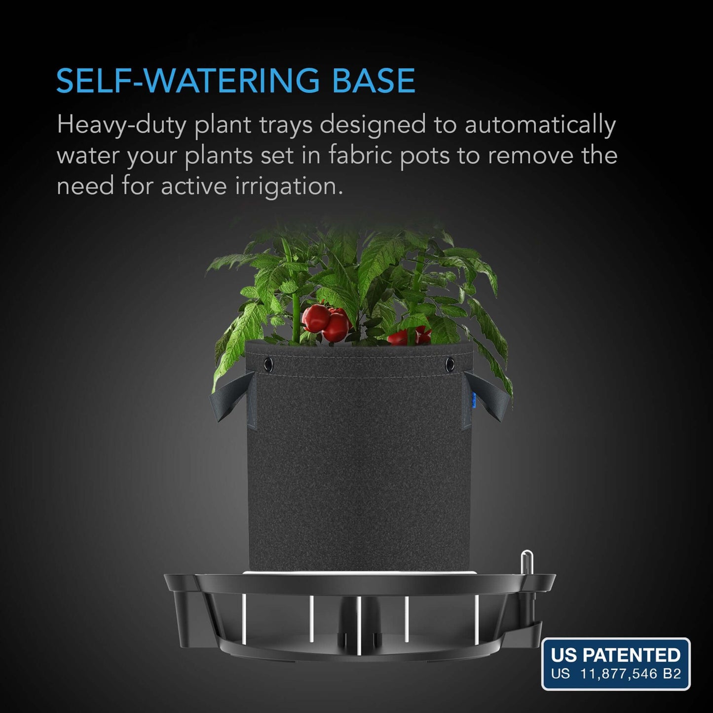 AC Infinity Self-Watering Fabric Pot Base XL, 4-Pack