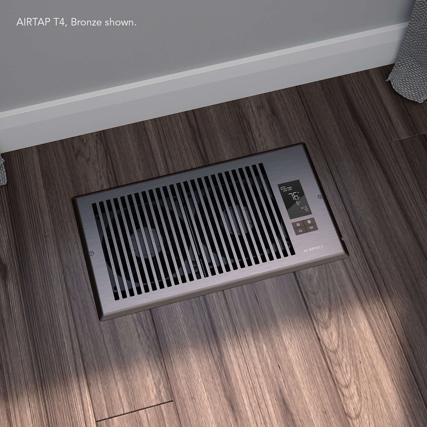 AC Infinity AIRTAP T4, Quiet Register Booster Fan System, Brown Bronze, for 4" x 12" Registers