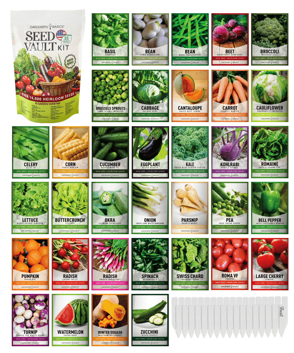 Gardeners Basics Vegetable Seed Vault Kit | 35 Variety Pack
