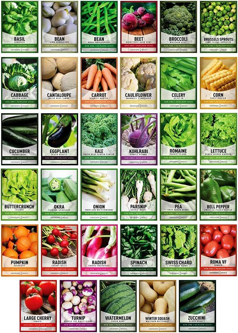 Gardeners Basics All-in-One Heirloom Garden Kit: 70 Seeds for Vegetables and Wildflowers Galore