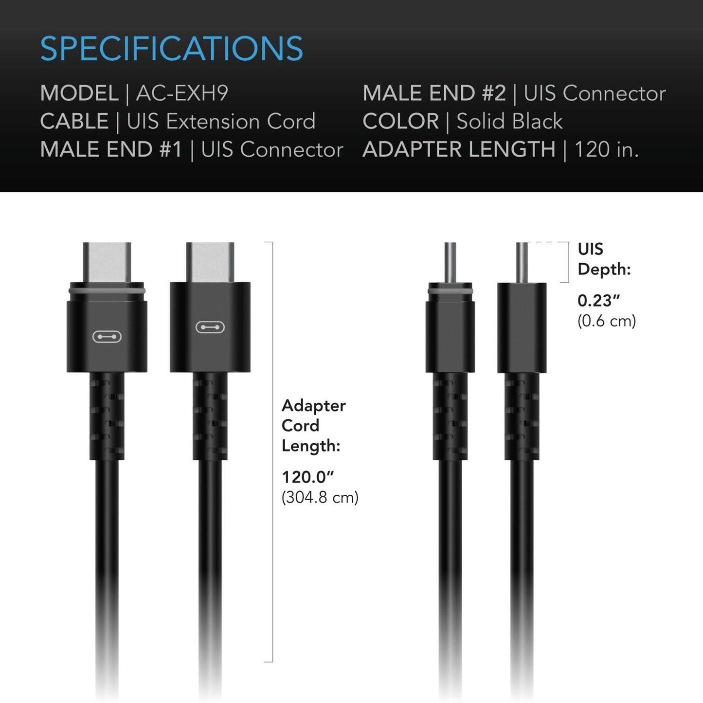 AC Infinity UIS Controller to Device Cable for Controller AI, Controller 69 Pro and Pro+, Male to Male, 10 ft.