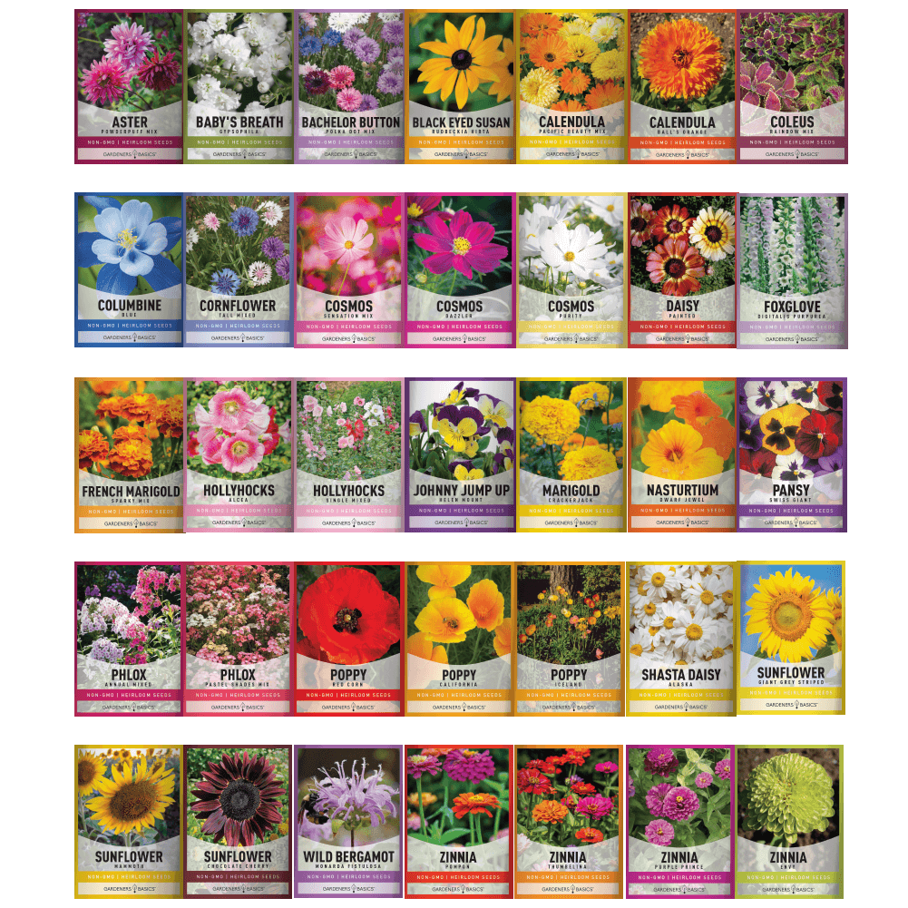 Gardeners Basics Wildflower, Perennial, & Annual Flower Seed Kit | 35 Variety Pack