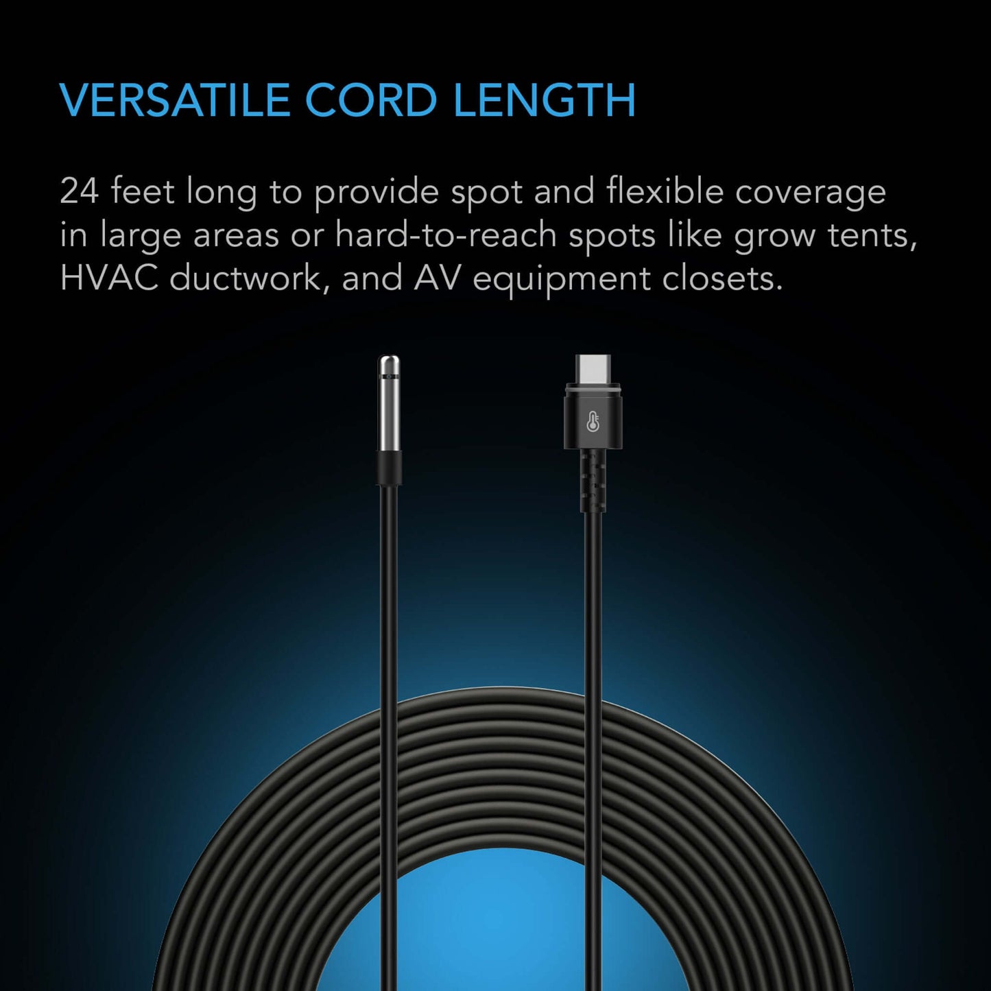 AC Infinity Climate Sensor for Controller AI+, Precise VPD, Temperature, and Humidity Readings, 24 ft.